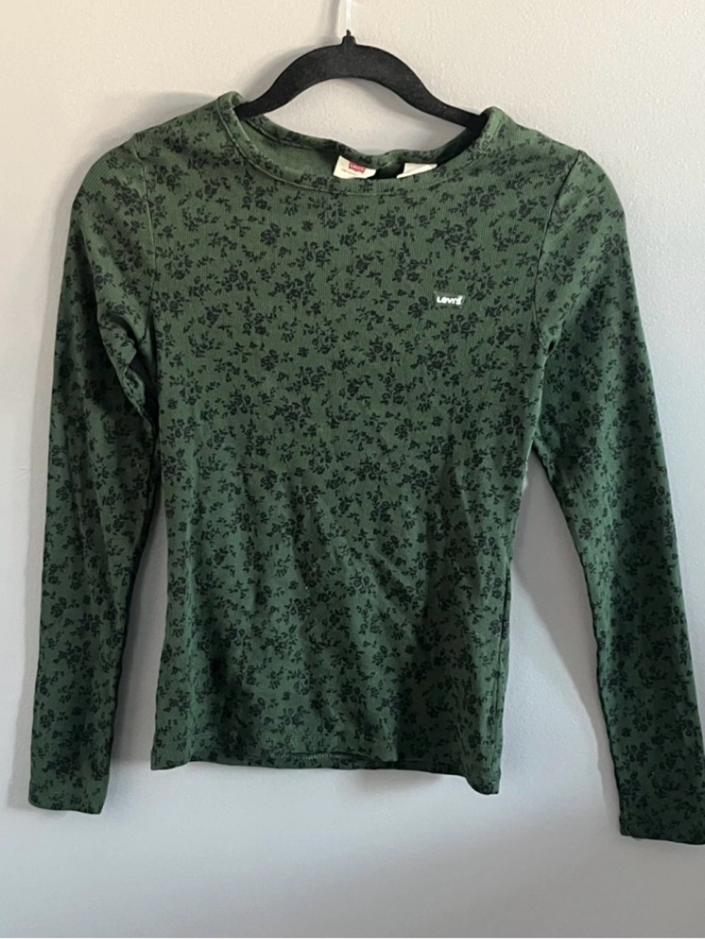 Levi's Green Patterned Long Sleeve Cotton Top | Women